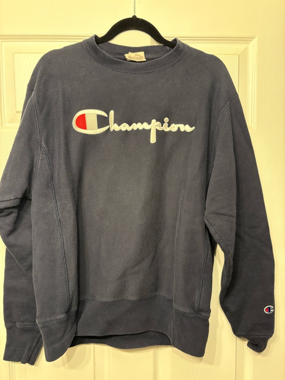 Champion Men's Dark Navy Crewneck with Script Logo